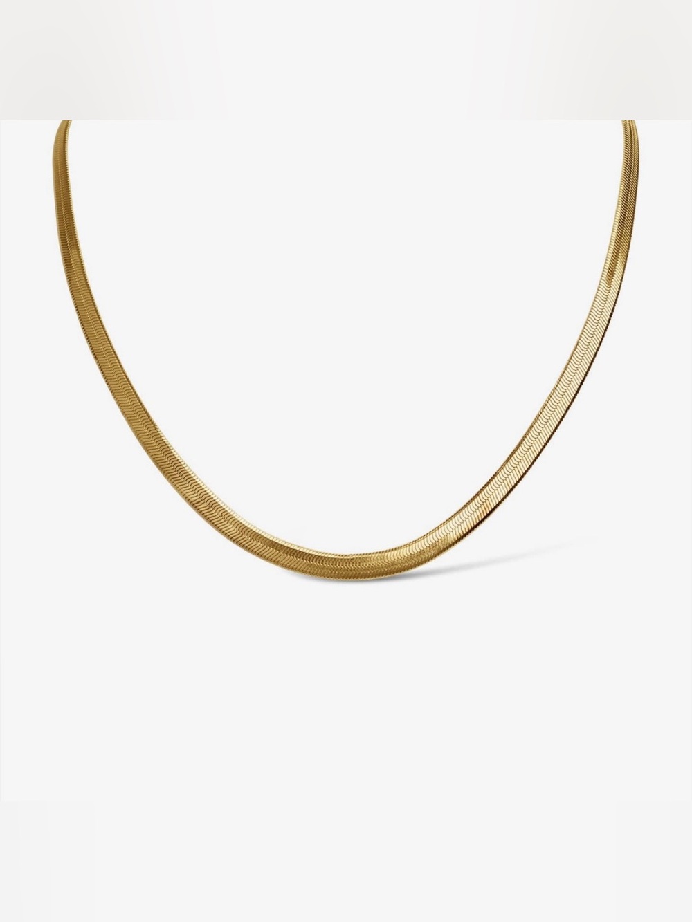 18K Gold Stainless Steel Herringbone Chain Necklace 14” 5.5mm